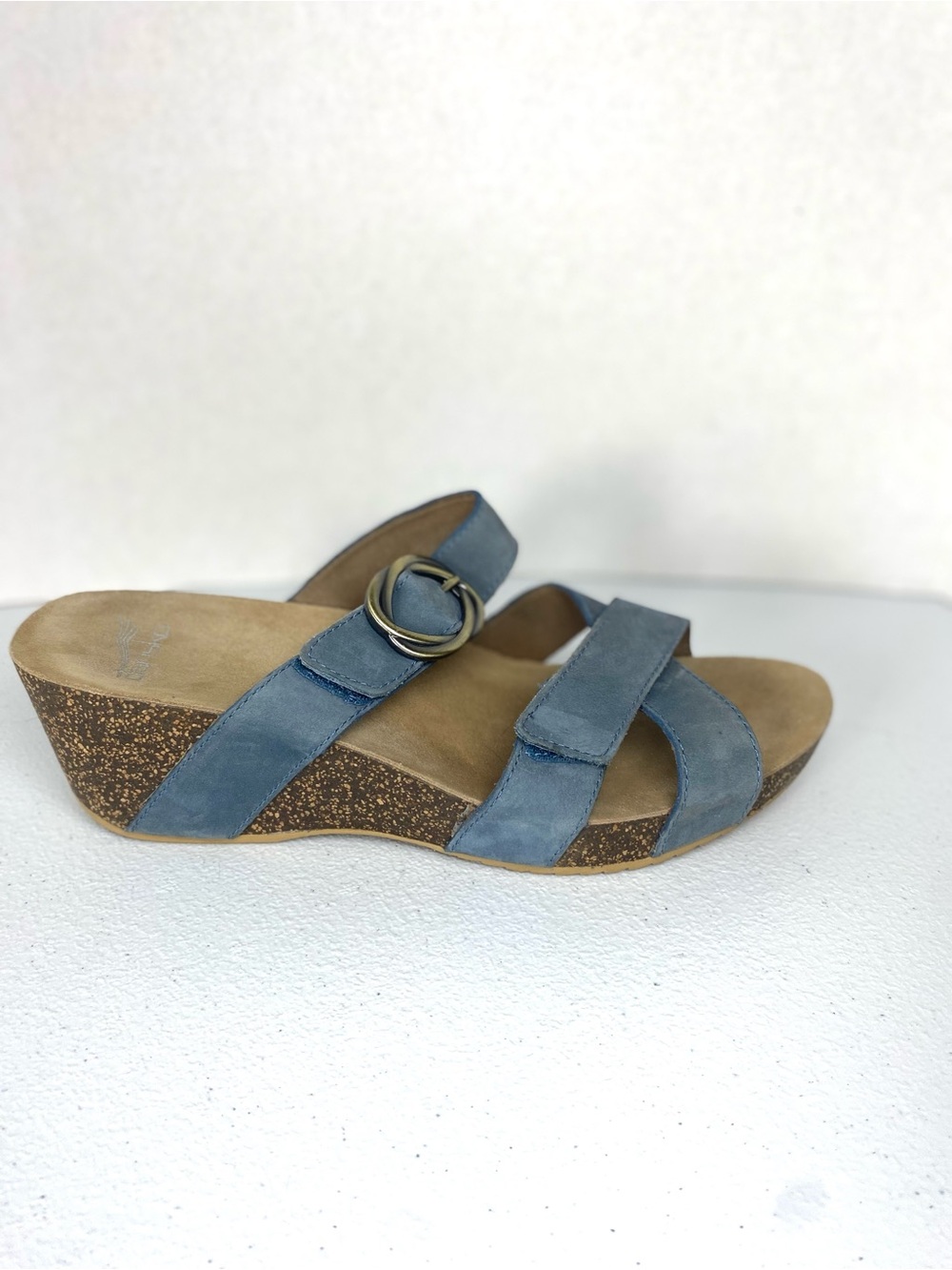 Dansko Blue Leather Strappy Wedge Sandals Adjustable Buckle Women’s 10.5-11